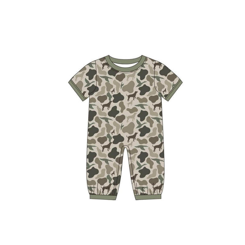 Toddle baby boy camo duck dog romper preorder