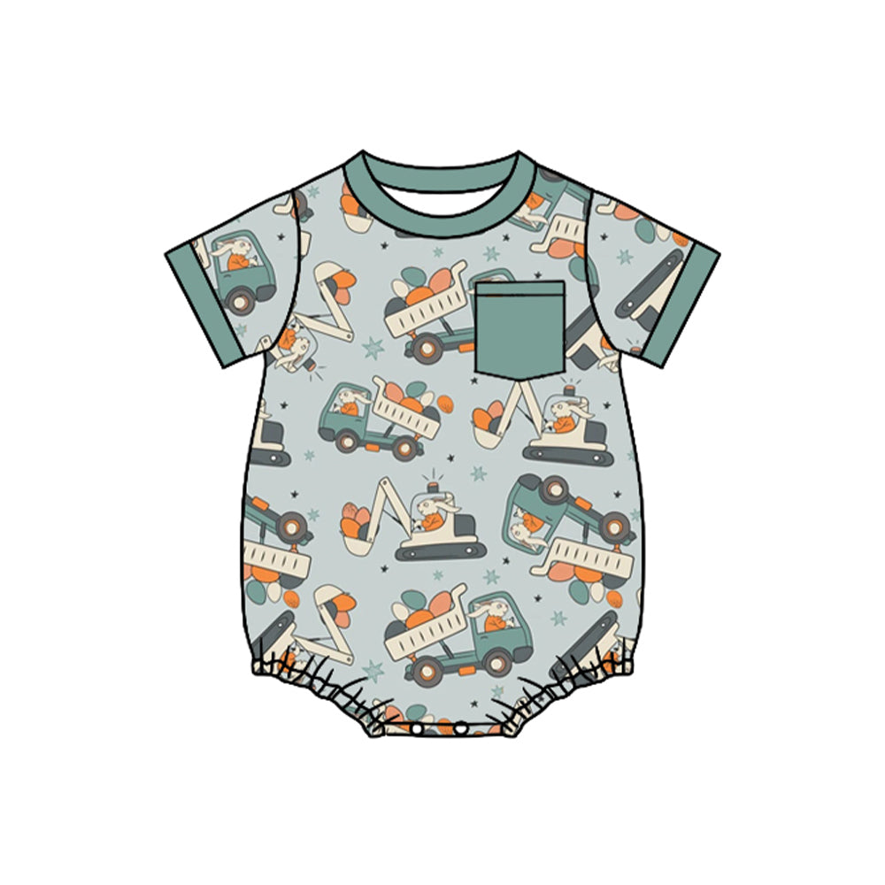 Easter bunny truck toddle baby boy romper preorder