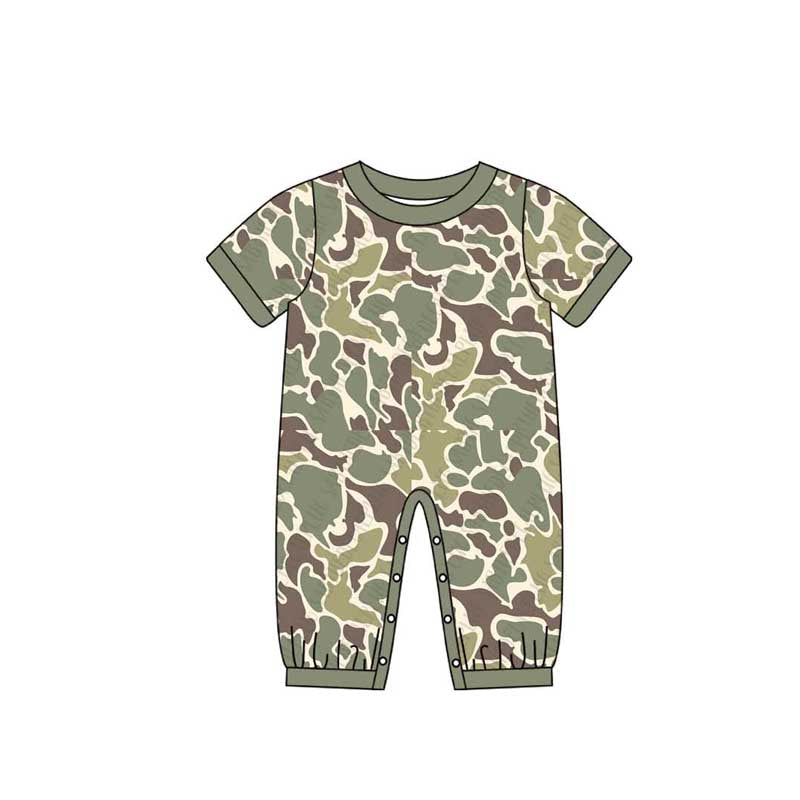 Green brown camo toddle baby boy romper preorder