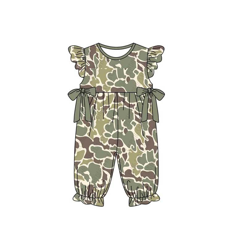 Green brown camo toddle baby girls romper preorder