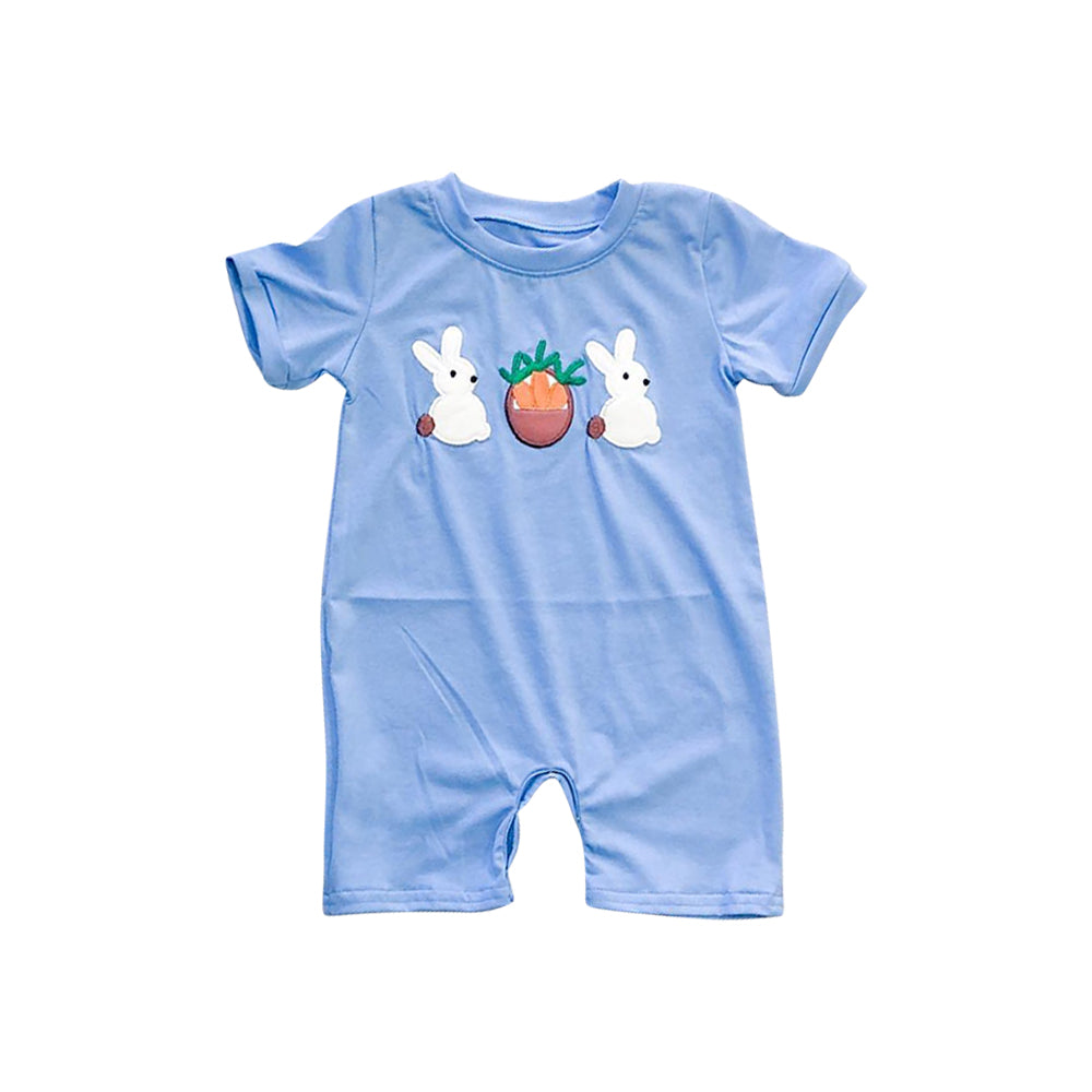 Easter bunny baby boy blue romper preorder