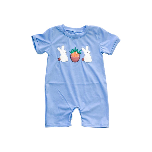 Easter bunny baby boy blue romper preorder