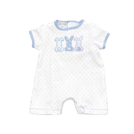 Easter bunny blue dots baby girl romper preorder