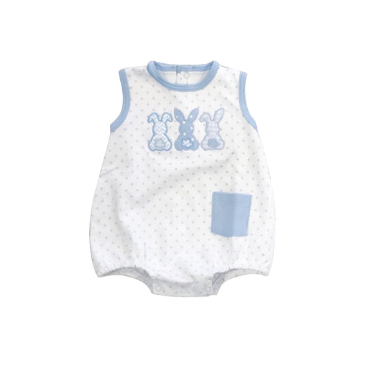 Easter bunny blue dots baby boy romper preorder