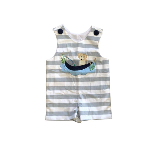 Grey stripes hunting dog baby boy romper preorder