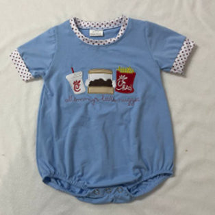 Toddle baby boy fries print blue romper preorder