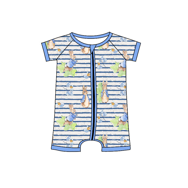 Toddle baby boy Easter rabbit blue stripes romper preorder