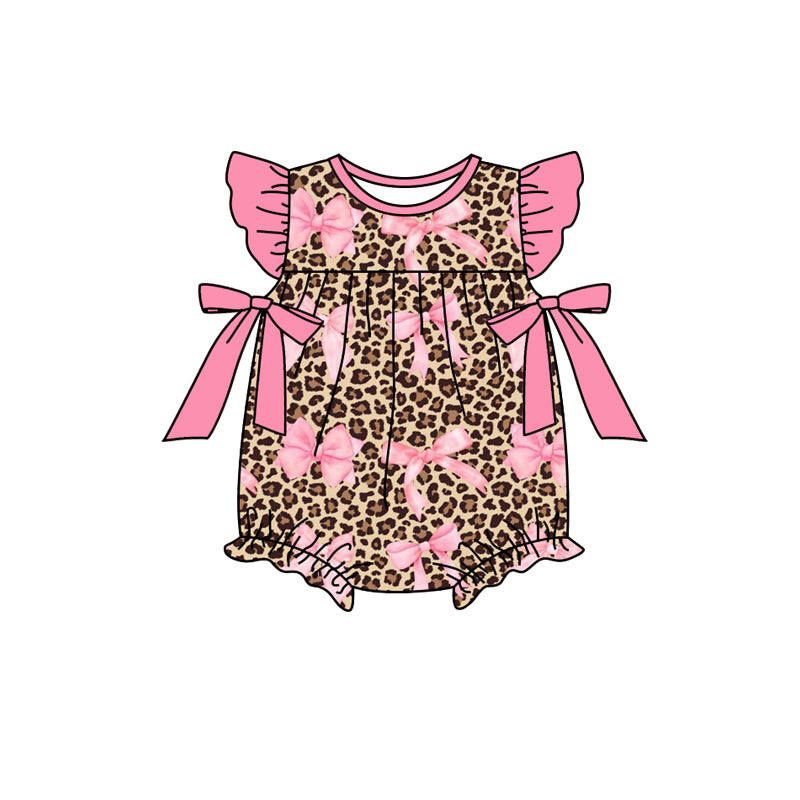 Toddle baby girls pik bow cheetah romper preorder