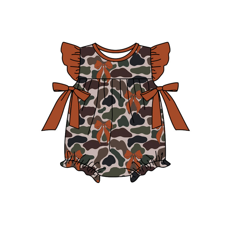 Green camo brown design toddle girls romper preorder