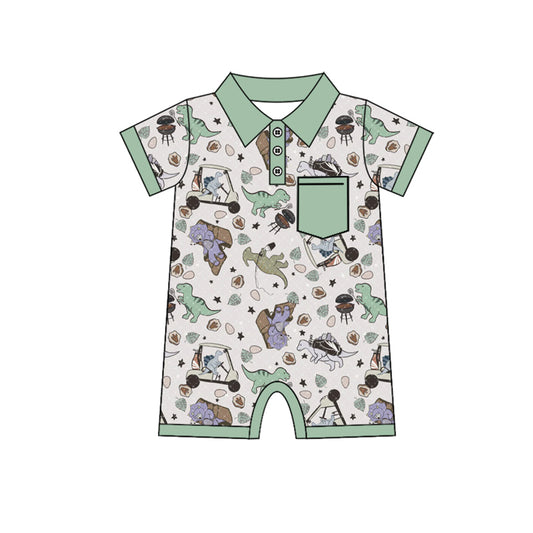 Baby boy dinosaur short sleeve romper preorder