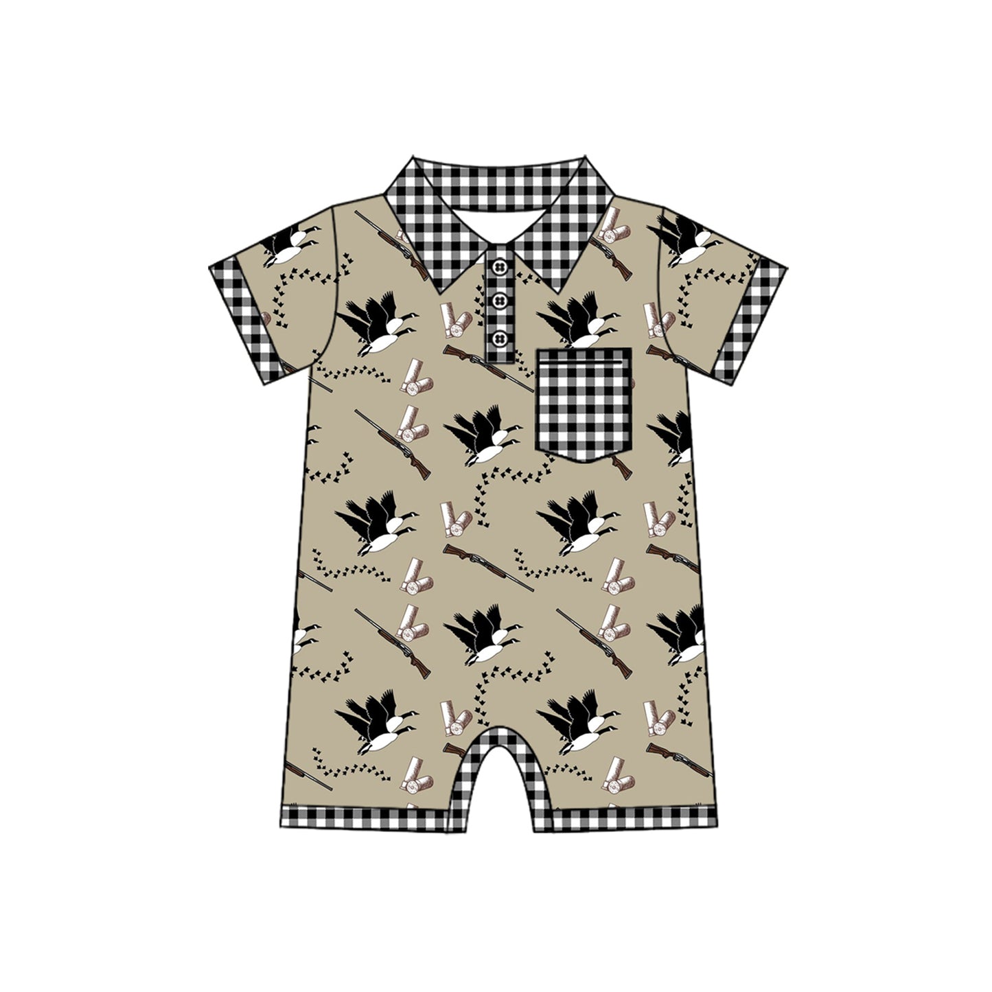 Gone hunting duck print toddle baby boy romper preorder