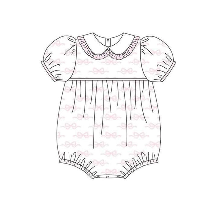 Toddle girls pink bow boutique romper preorder