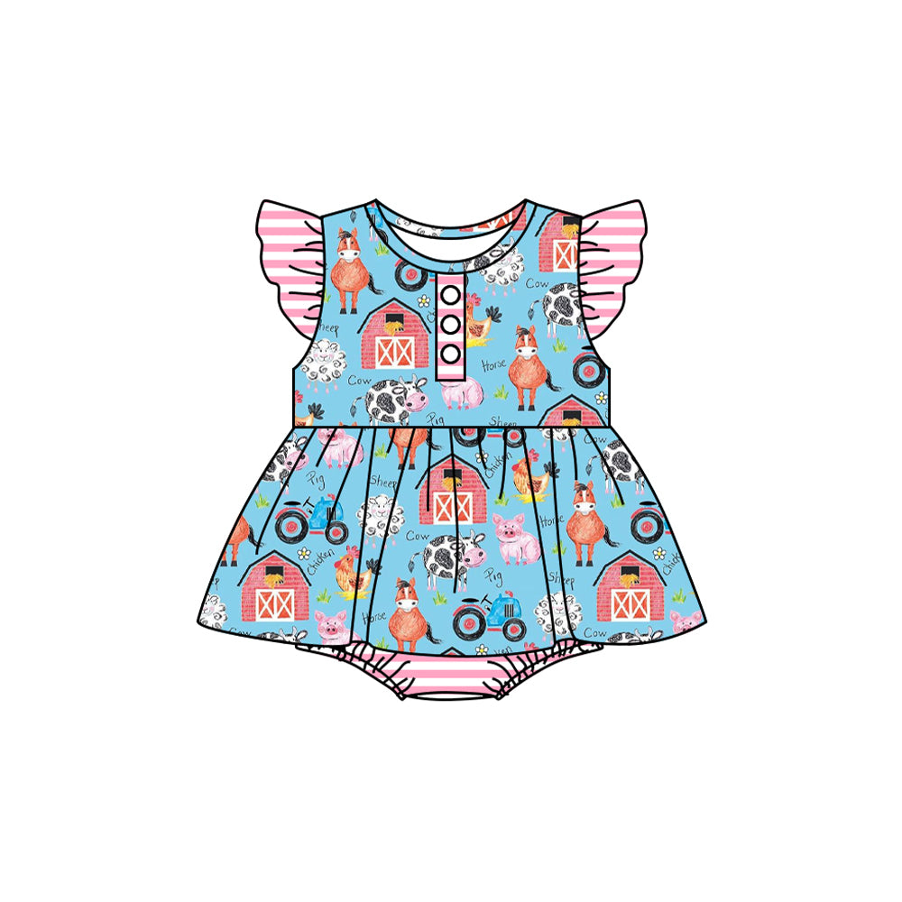 Toddle girls farm cow  bubble romper preorder