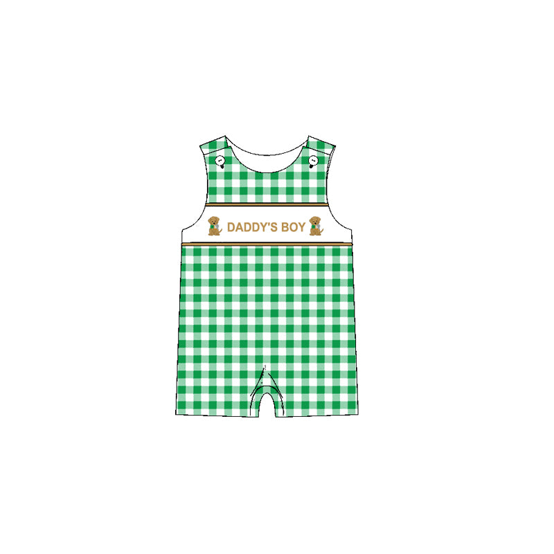Daddys boy dog print baby romper preorder