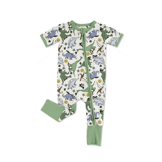 Baby boy short sleeve dinosaur romper preorder