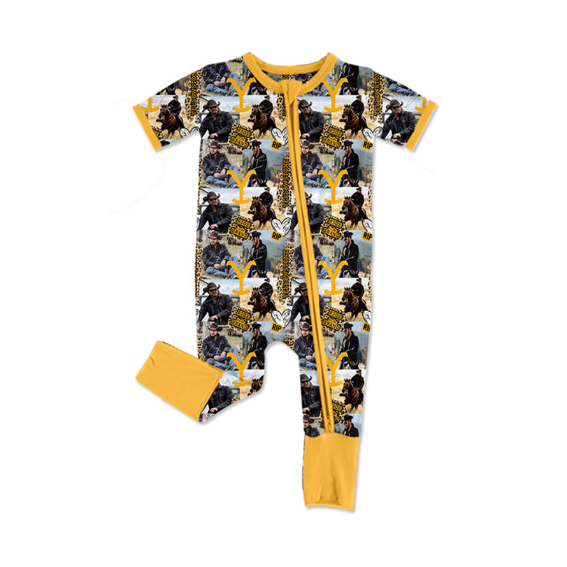 baby boy singer short sleeve yellow zip romper preorder