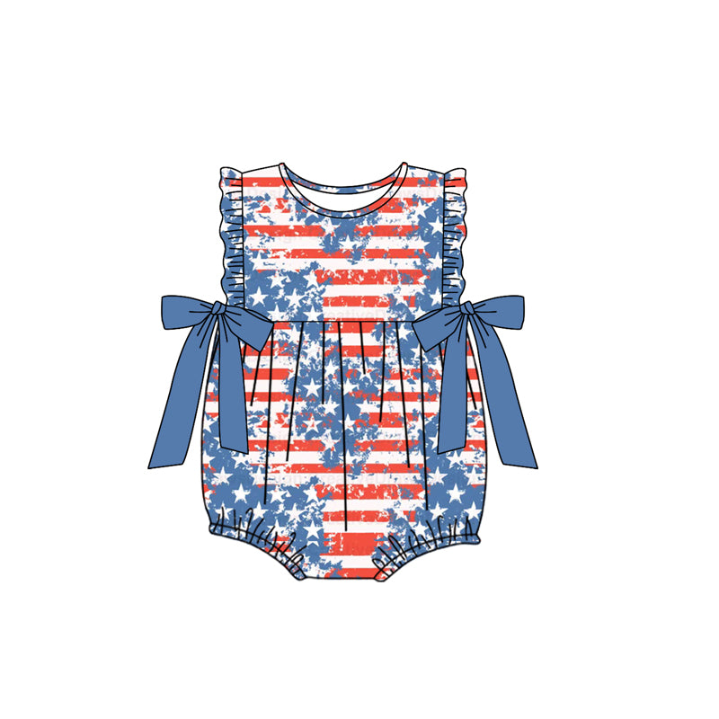 Toddle girls July 4th blue star romper preorder