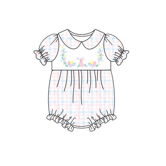 Toddle baby Easter bunny floral plaid romper preorder