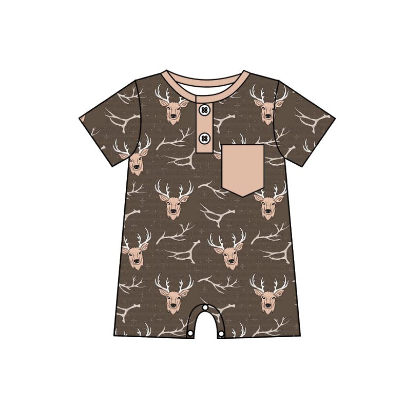 Toddle baby boy short sleeve deer romper preorder