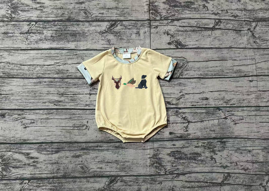 Toddle baby boy embroidery deer duck dog hunting romper preorder