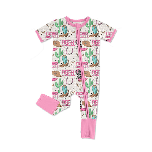 Western baby kids zip romper preorder