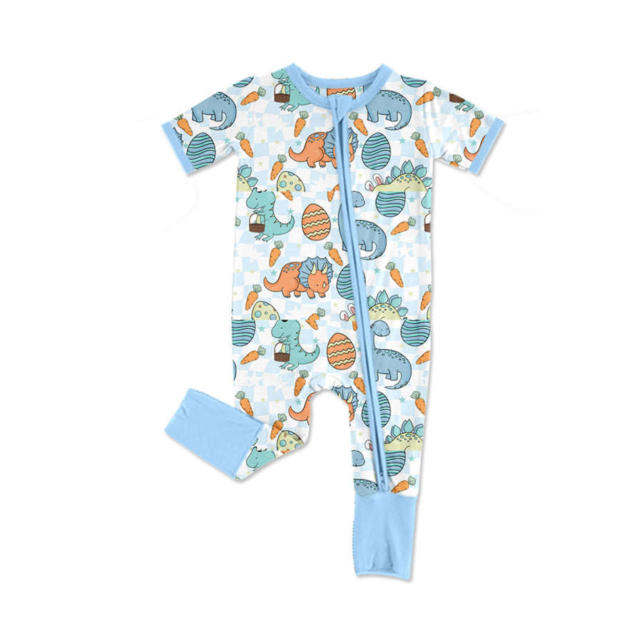 Toddle baby boy Easter egg dinosaur zip romper preorder