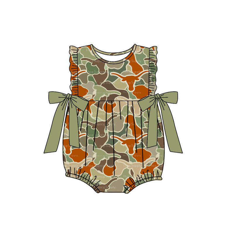Toddle baby girls western cow camo romper preorder