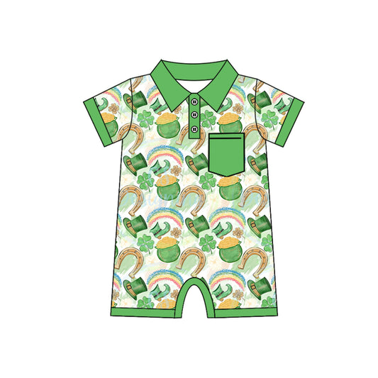 toddle baby boy Saint Patrick's Day lucky charm romper preorder