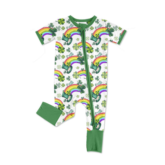 Saint Patrick's Day lucky charm zip romper preorder