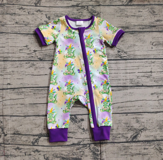 Toddle baby boy Mardi Gras zip romper preorder