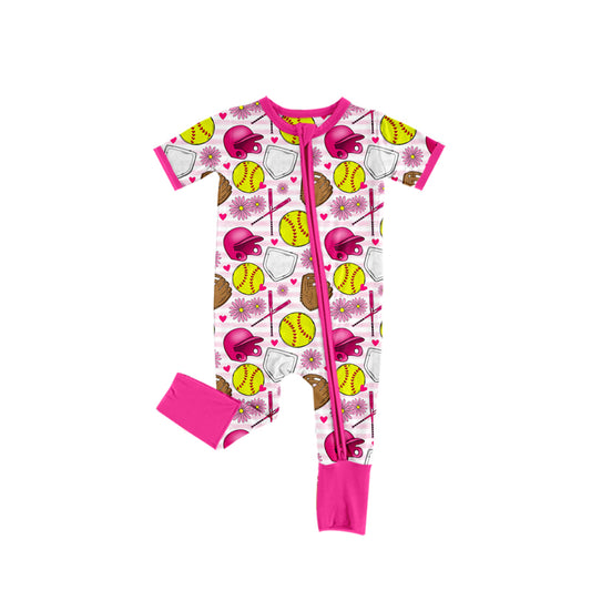 Toddle baby girls baseball zip romper preorder