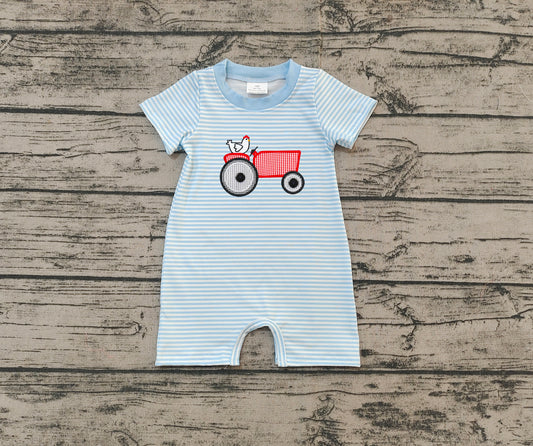 Toddle baby boy embroidery farm tractor chicken romper preorder