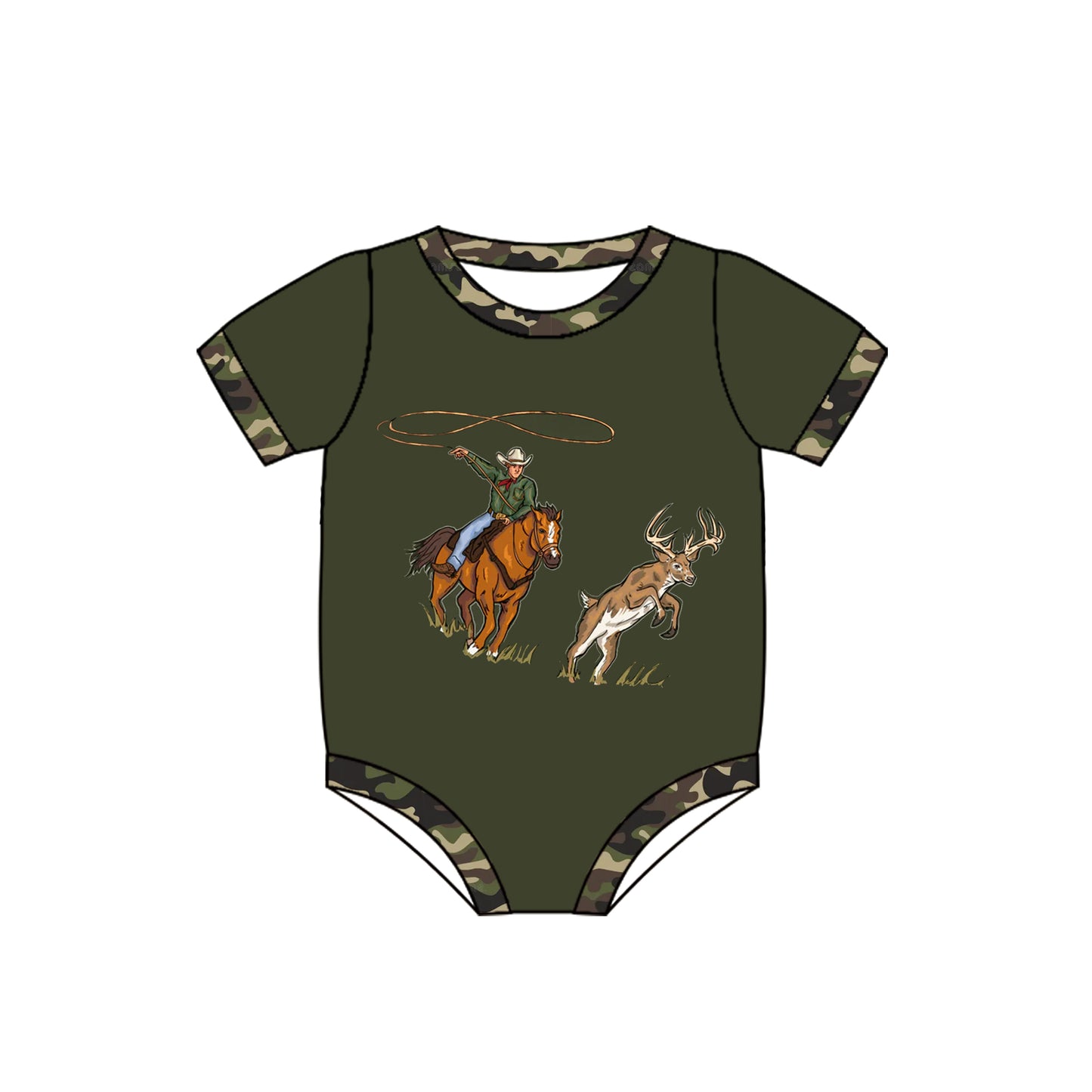 Toddle baby western deer romper preorder