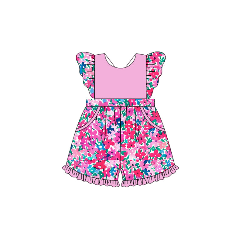 Toddle girls hot pink floral summer jumpsuit preorder