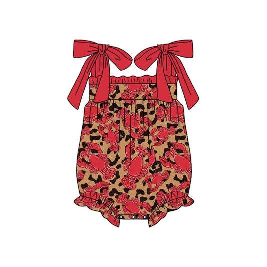 Baby boy cheetah crawfish romper preorder