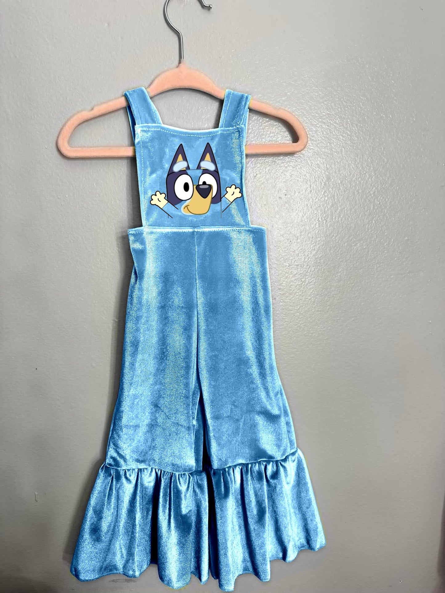 baby girls blue cartoon dog velvet  jumpsuit preorder