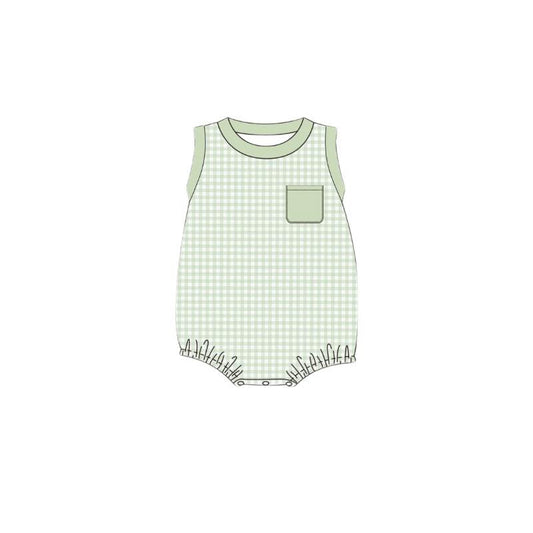 Toddle baby boy green plaid romper preorder