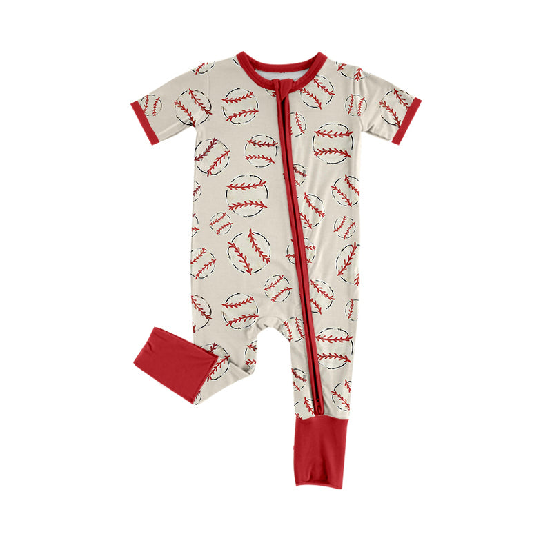 Toddle boy boy baseball bow short sleeve romper preorder