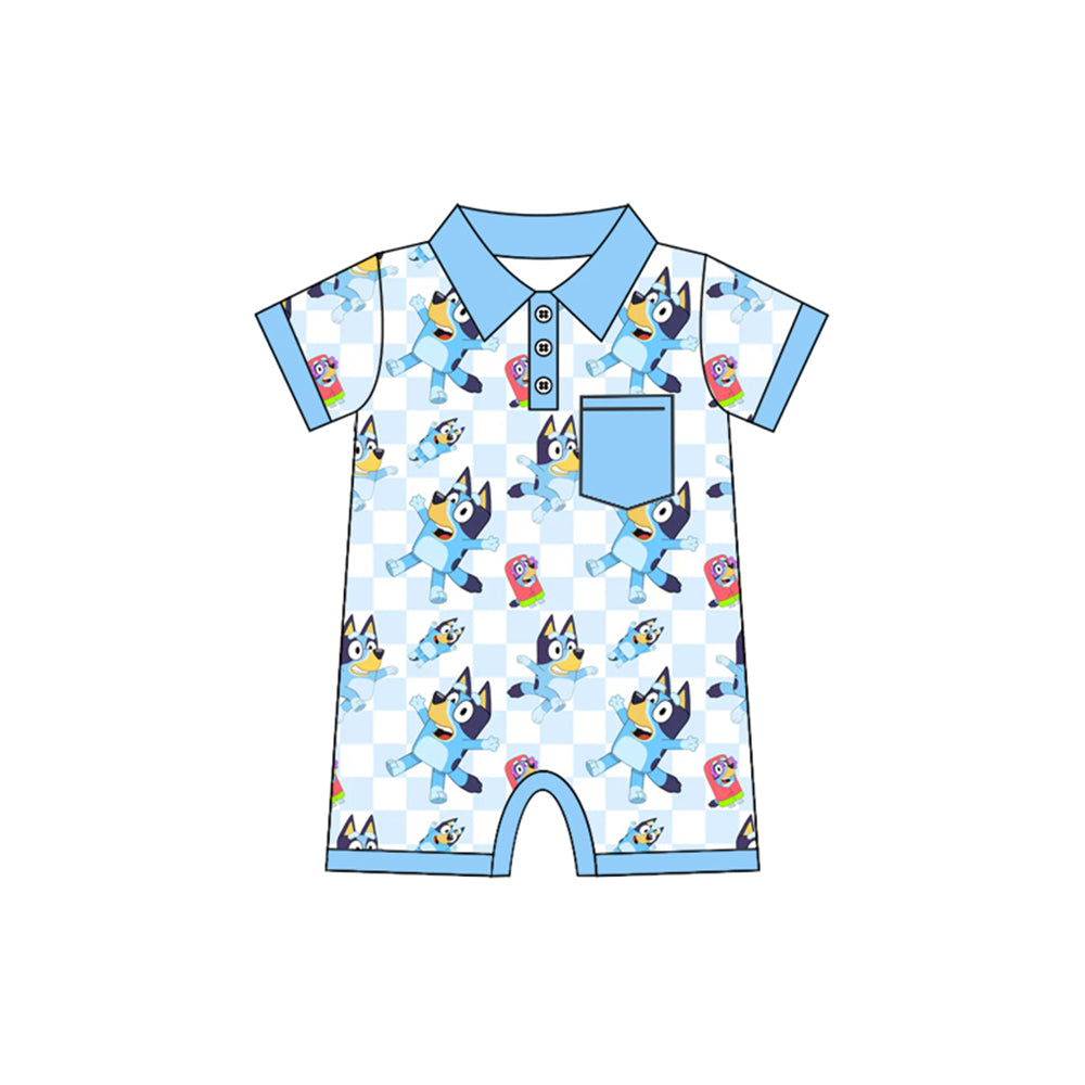 Toddle baby boy blue cartoon dog romper preorder