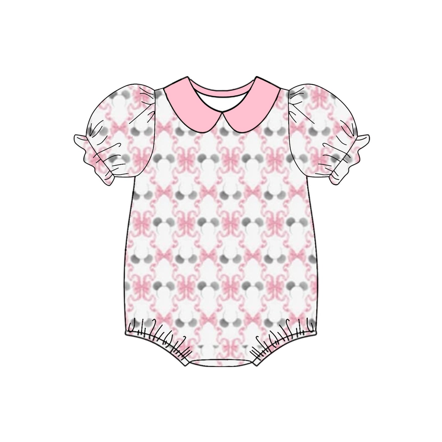 Toddle baby girls pink bow boutique romper preorder