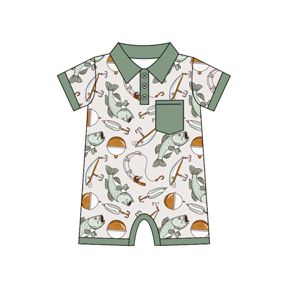 Toddle boy outdoor fishing romper preorder