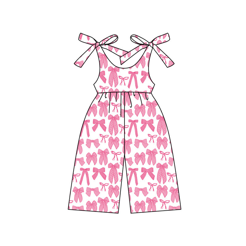 baby girls pink bow wide leg jumpsuit preorder