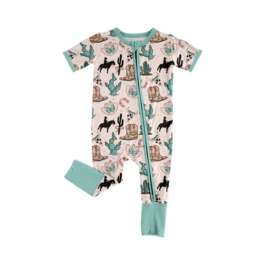 Western horse kids long sleeve zip romper preorder