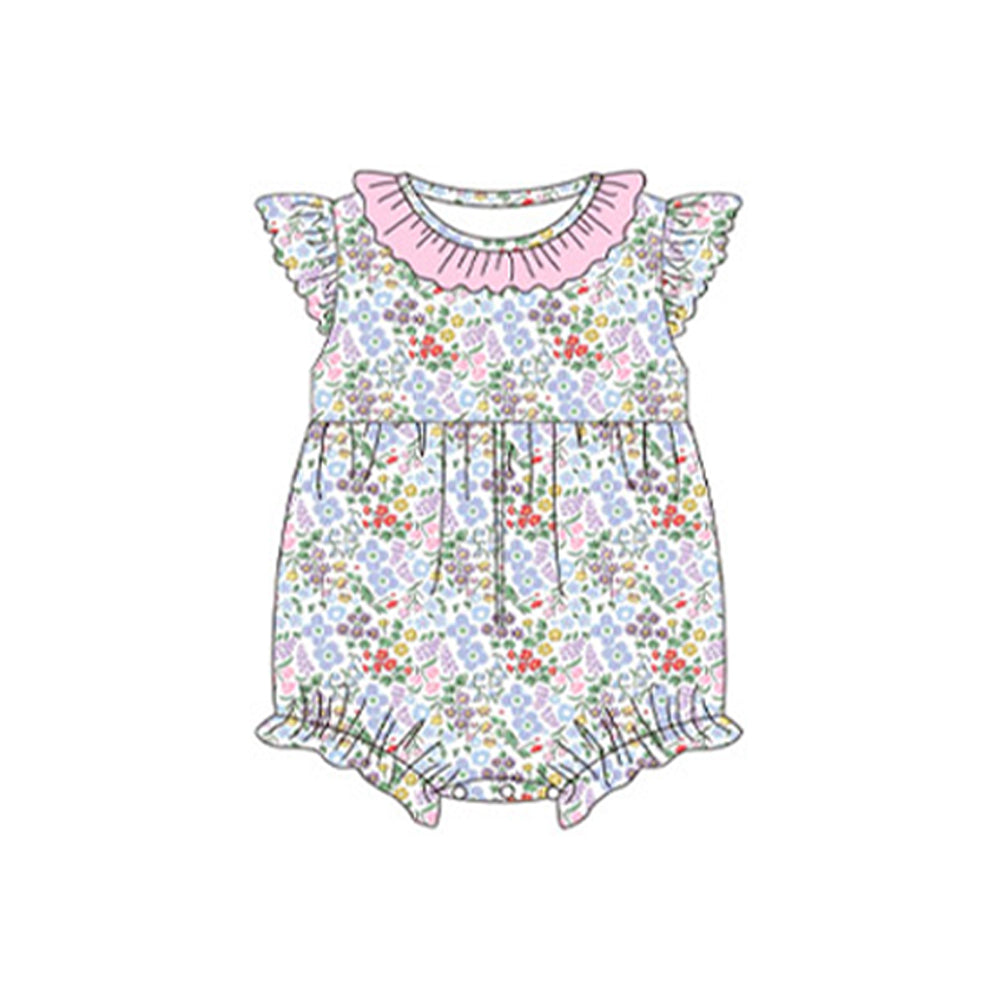 Toddle girl red blue floral summer romper preorder