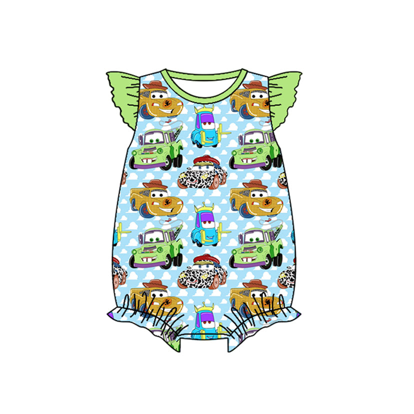 Toddle baby girl cartoon car summer romper preorder