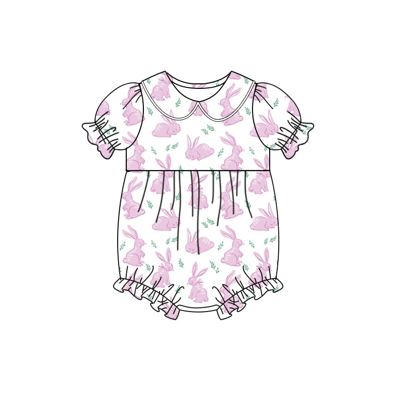 Pink Easter bunny holiday day romper preorder