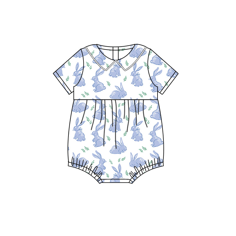 Blue Easter bunny holiday day romper preorder