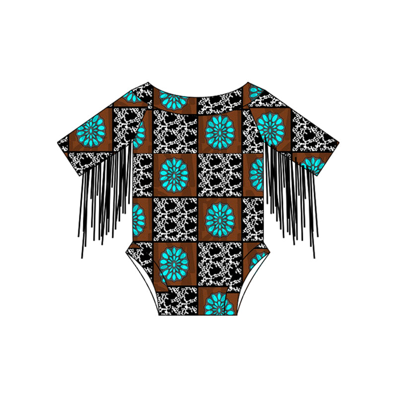 Baby girls western turquoise summer romper preorder