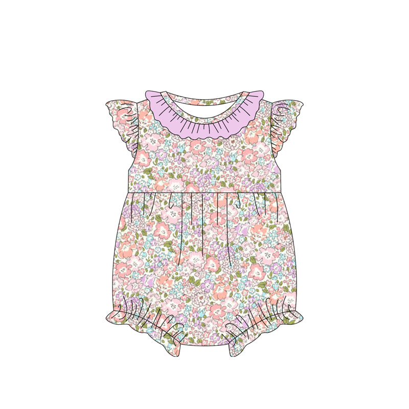 toddle baby girl pink lavender floral summer romper preorder