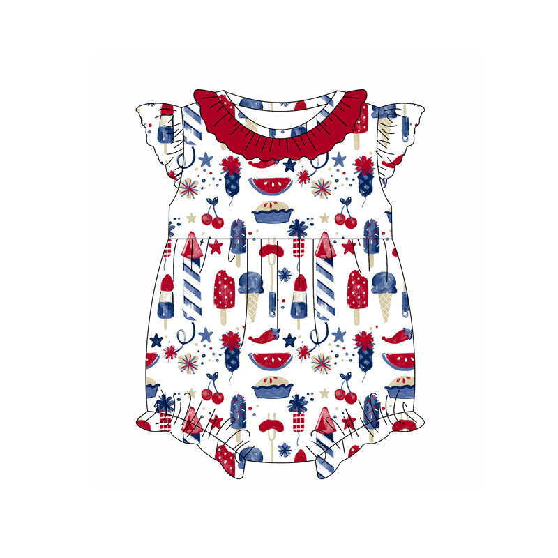 Toddle baby girls popsicle July 4th romper preorder
